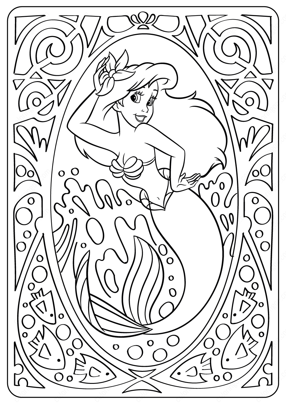 Ariel Coloring Pages for Adults 63