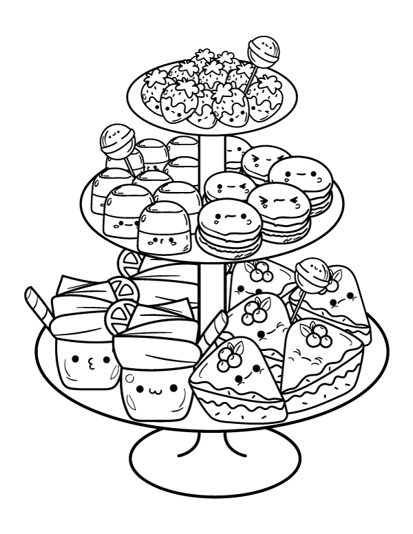 Cute Kawaii Food Coloring Pages FREE Printable 1