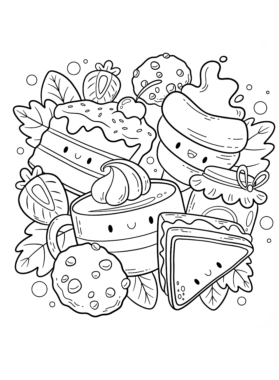 Cute Kawaii Food Coloring Pages FREE Printable 10