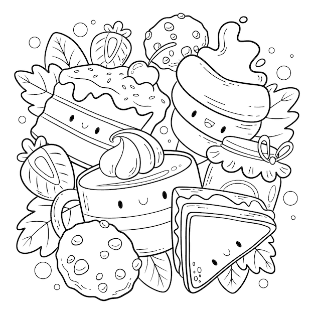 Cute Kawaii Food Coloring Pages FREE Printable 134