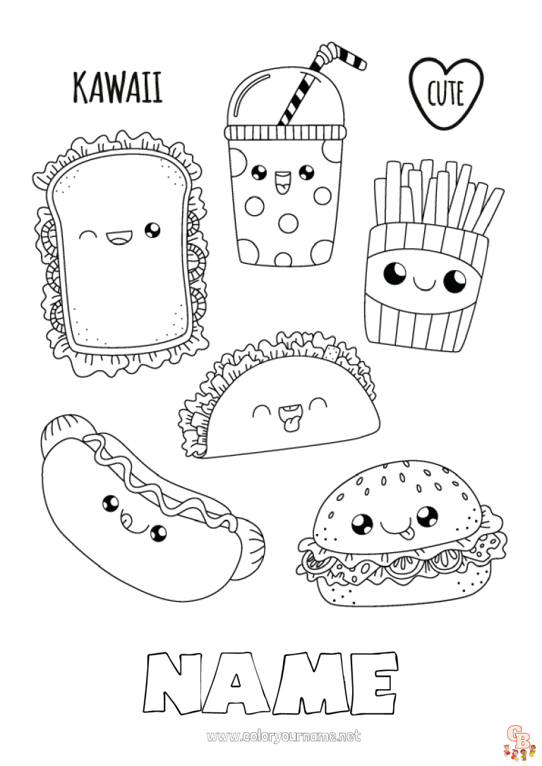 Cute Kawaii Food Coloring Pages FREE Printable 4