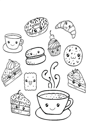 Cute Kawaii Food Coloring Pages FREE Printable 44