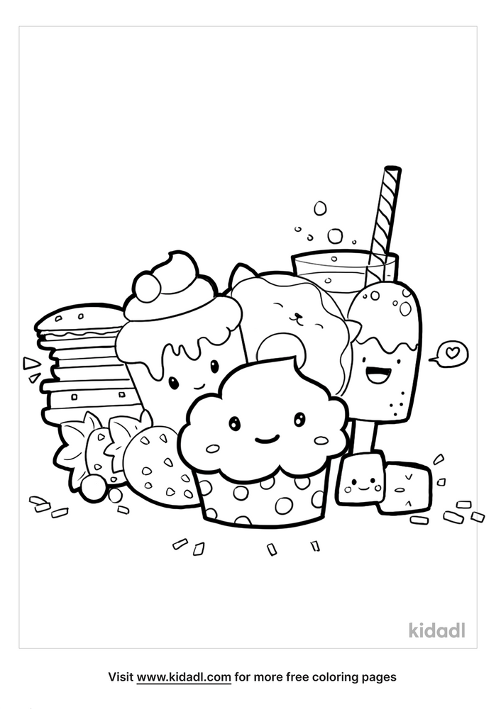 Cute Kawaii Food Coloring Pages FREE Printable 54