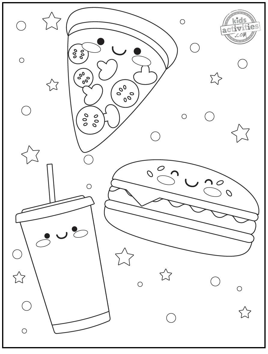 Cute Kawaii Food Coloring Pages FREE Printable 7