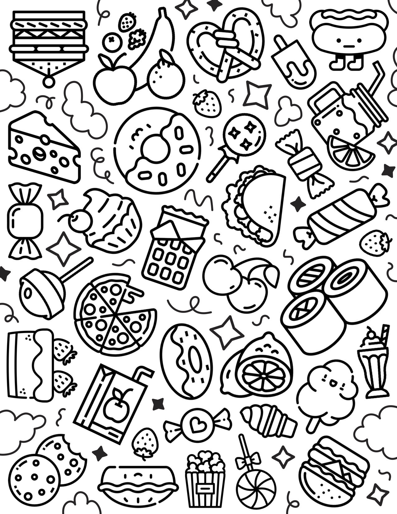 Cute Kawaii Food Coloring Pages FREE Printable 89