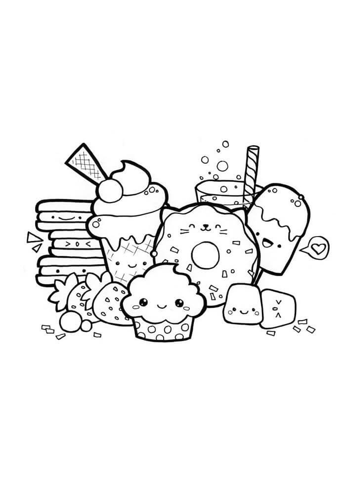 Cute Kawaii Food Coloring Pages FREE Printable 91