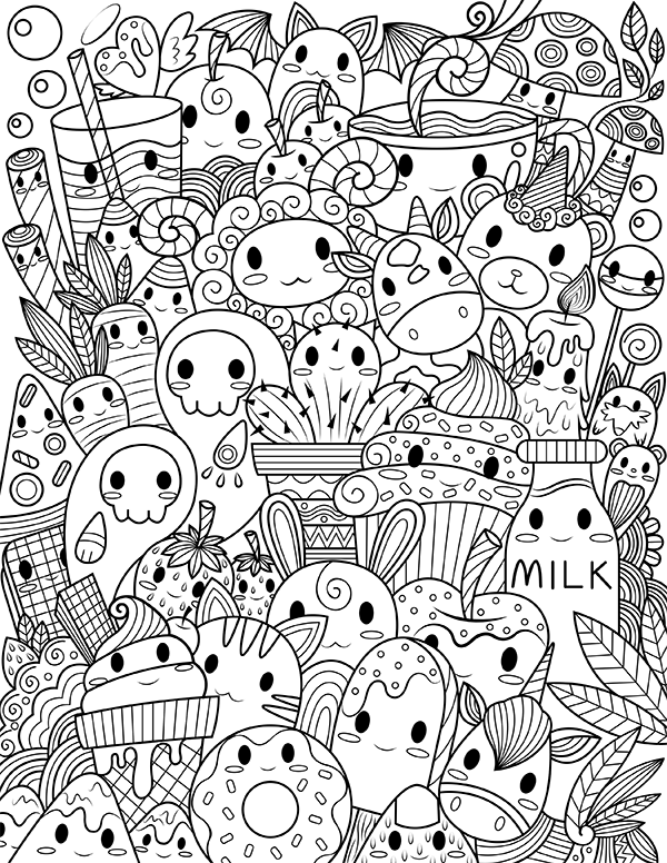 Cute Kawaii Food Coloring Pages FREE Printable 99