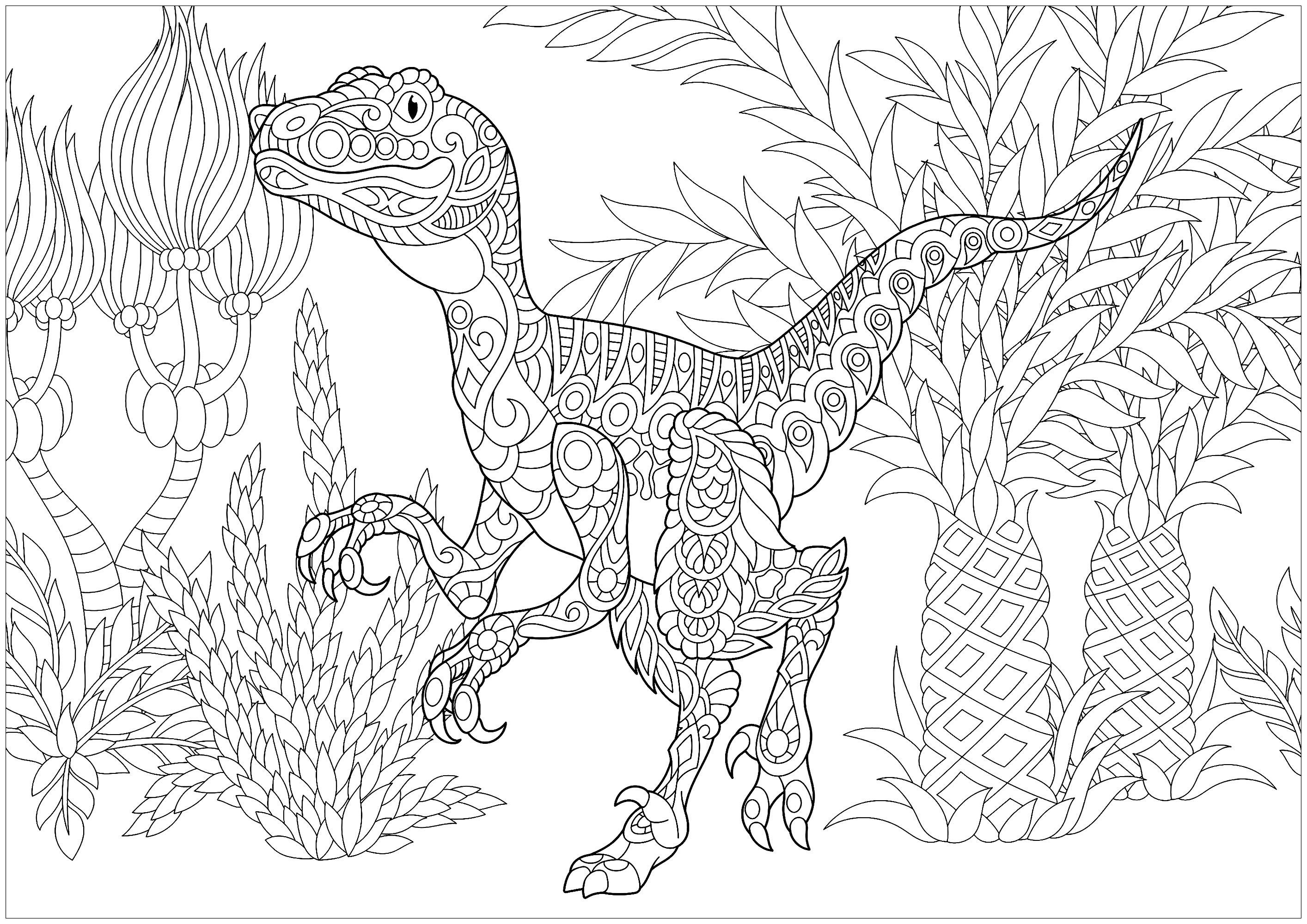 Dinosaur Coloring Page for Kids 100