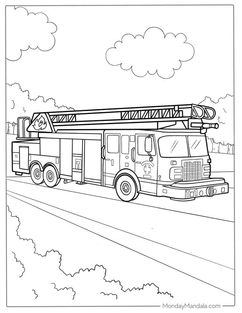 Fire Truck Coloring Page FREE Printable 109