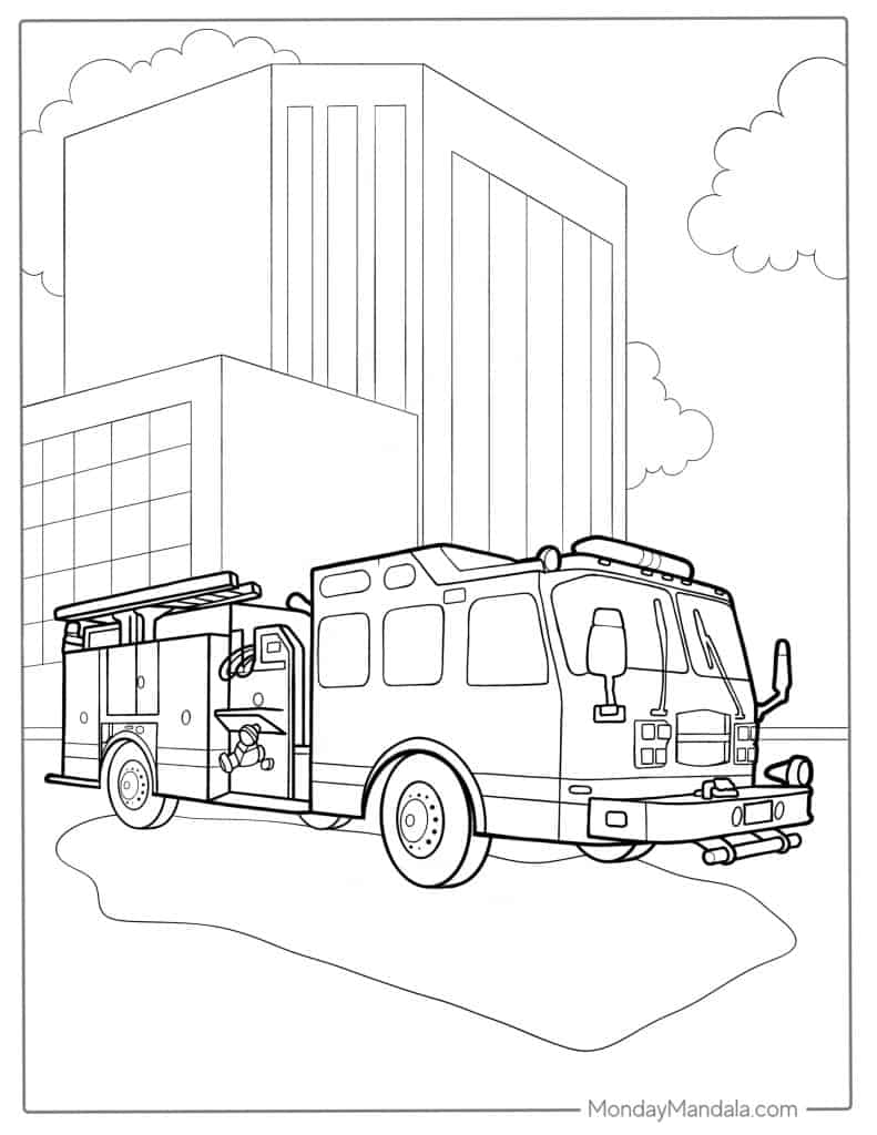 Fire Truck Coloring Page FREE Printable 114