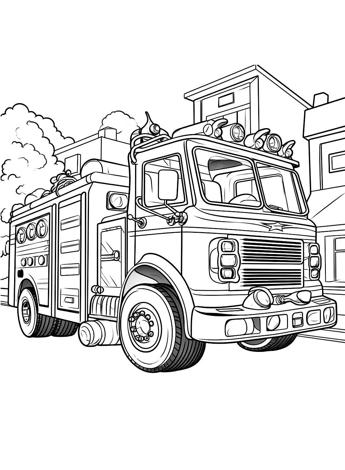 Fire Truck Coloring Page FREE Printable 12