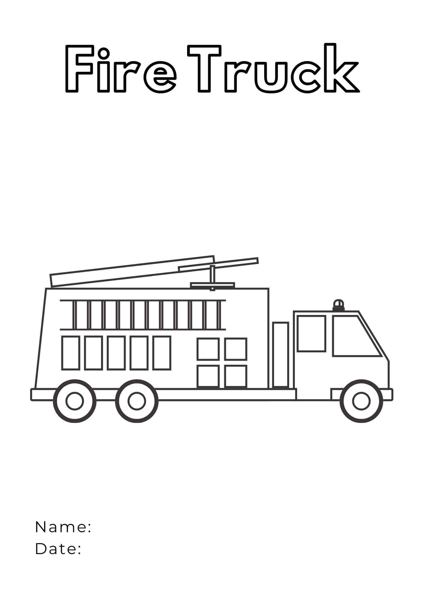 Fire Truck Coloring Page FREE Printable 2