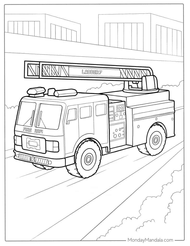 Fire Truck Coloring Page FREE Printable 38