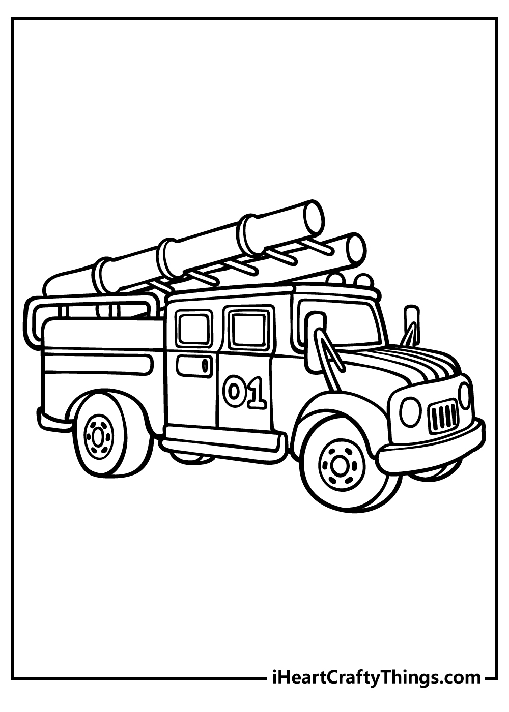 Fire Truck Coloring Page FREE Printable 9