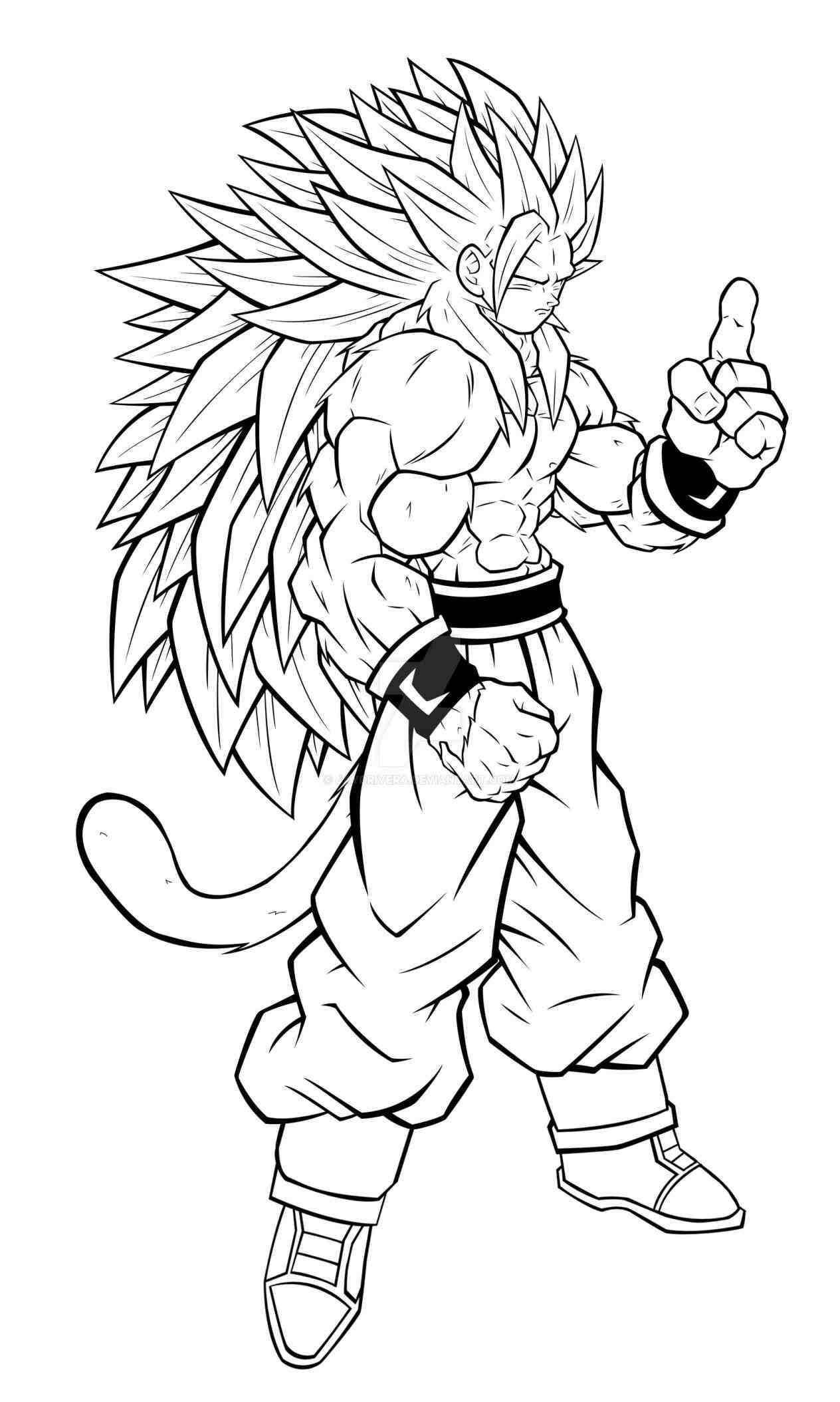 Goku Super Saiyan Coloring Pages Free Printable 1