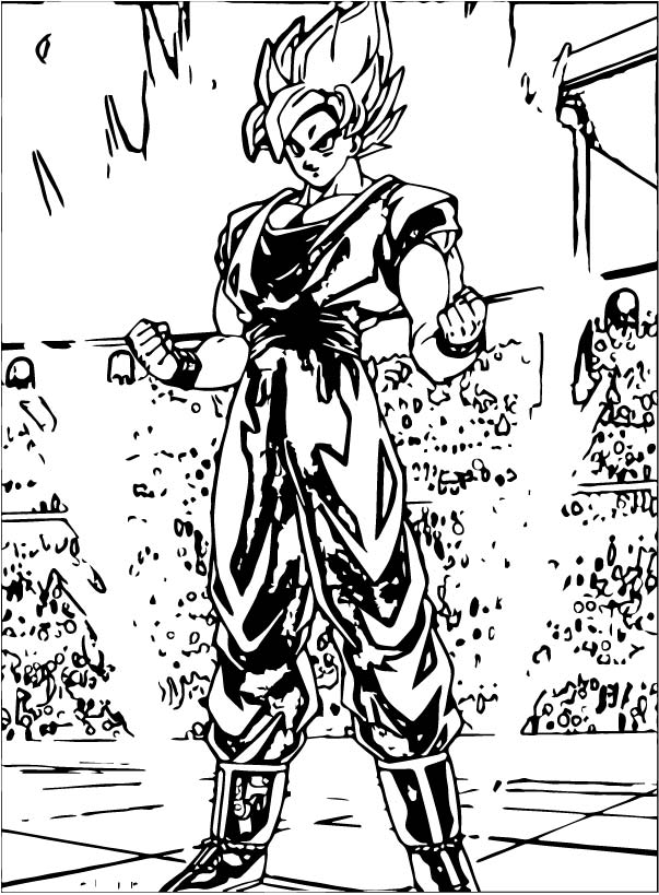 Goku Super Saiyan Coloring Pages Free Printable 107