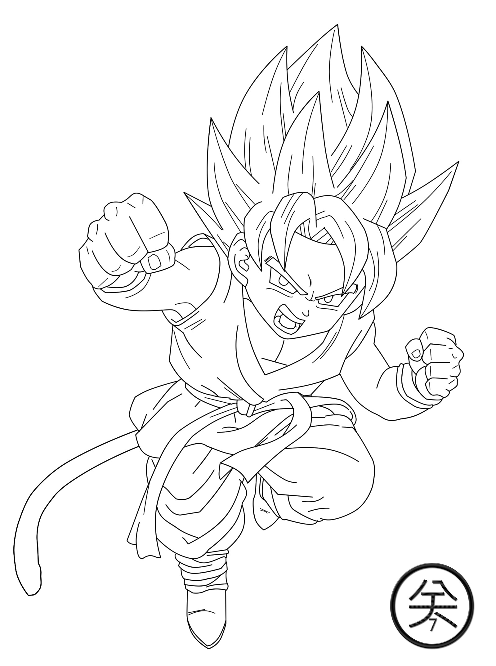 Goku Super Saiyan Coloring Pages Free Printable 113