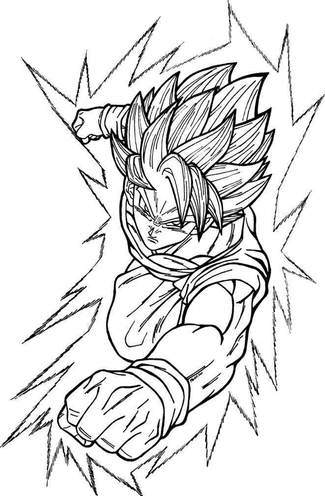 Goku Super Saiyan Coloring Pages Free Printable 117