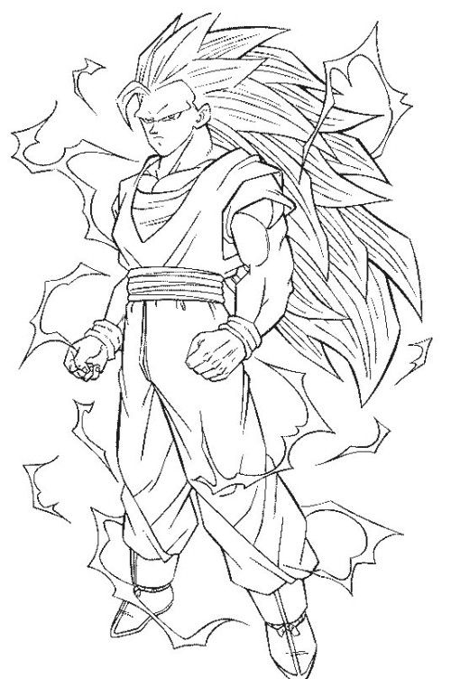 Goku Super Saiyan Coloring Pages Free Printable 12