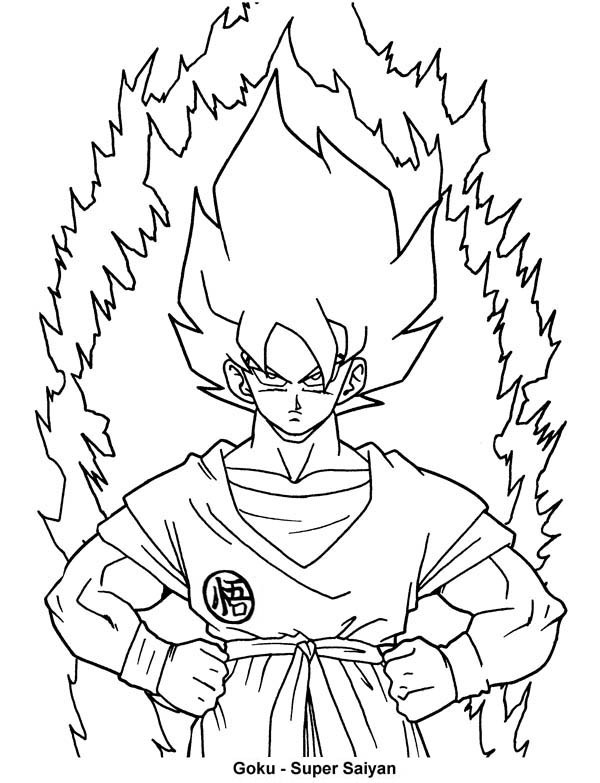 Goku Super Saiyan Coloring Pages Free Printable 124