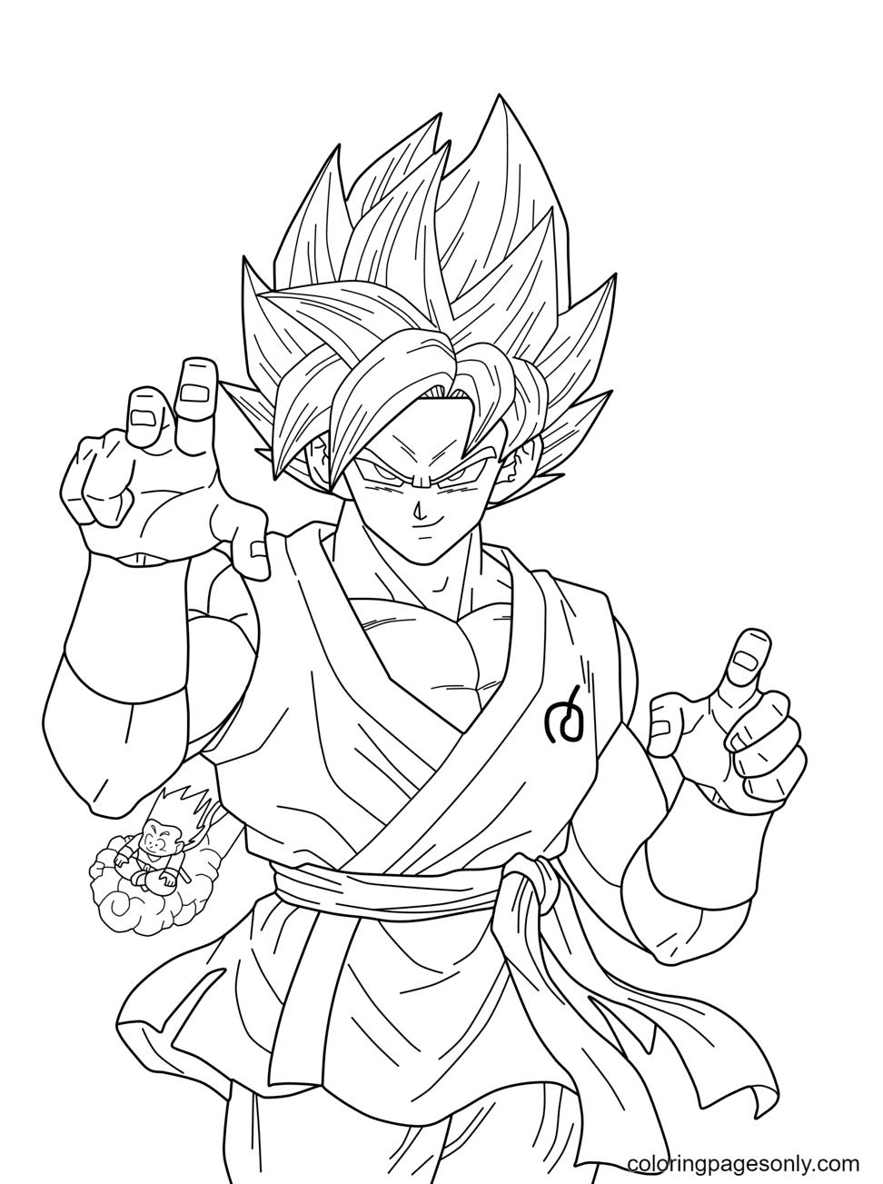 Goku Super Saiyan Coloring Pages Free Printable 13