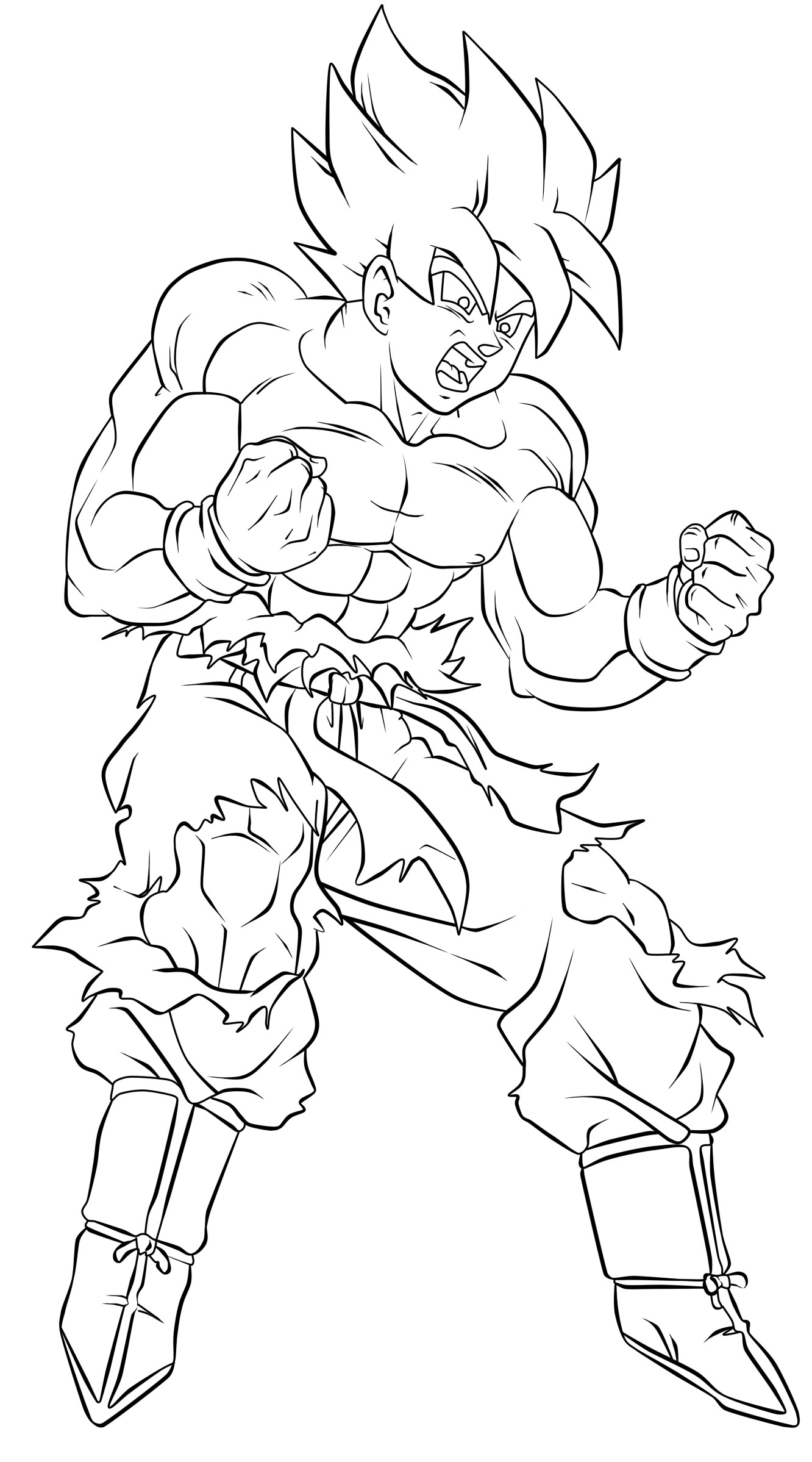 Goku Super Saiyan Coloring Pages Free Printable 135