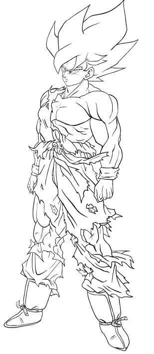 Goku Super Saiyan Coloring Pages Free Printable 147