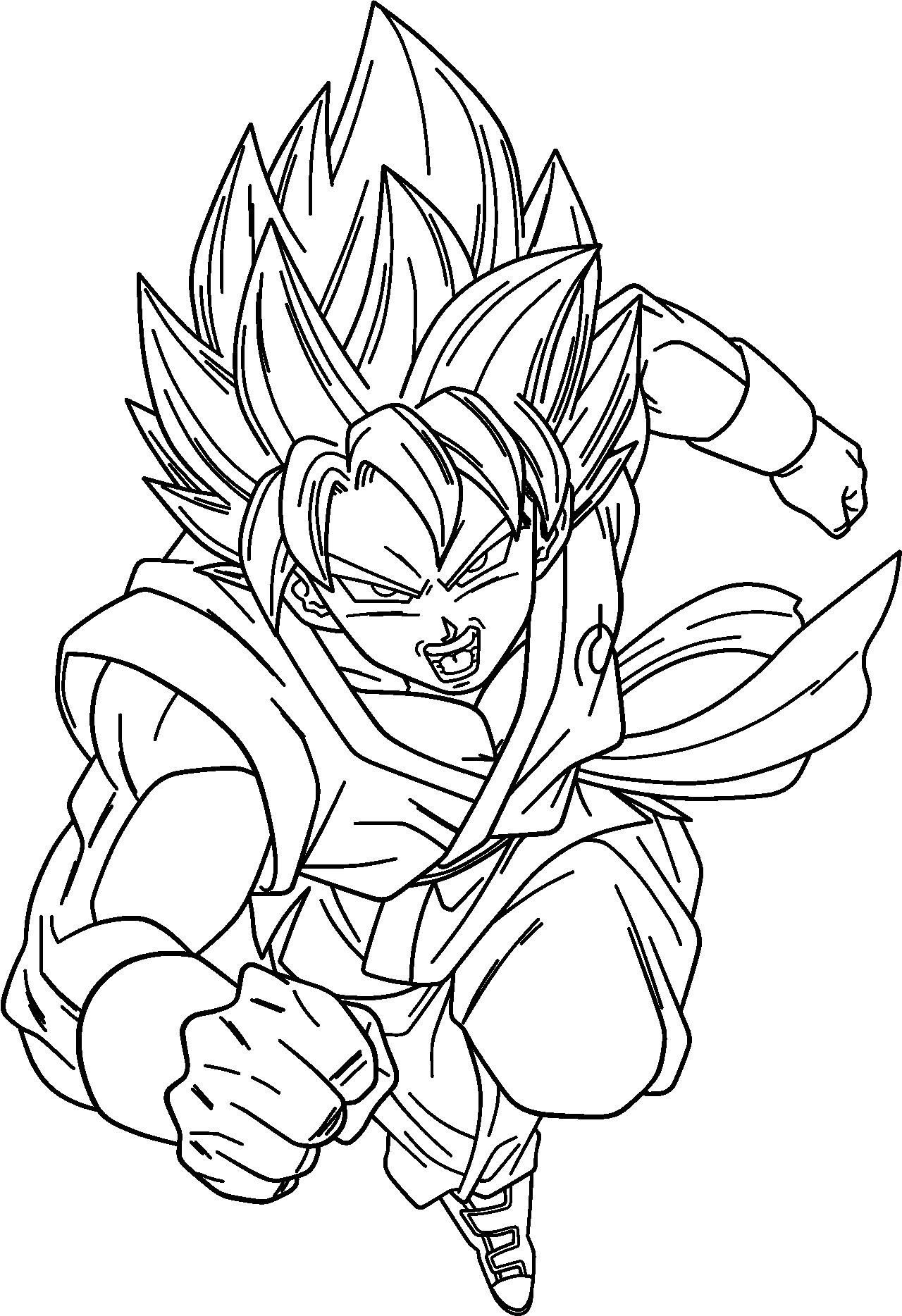 Goku Super Saiyan Coloring Pages Free Printable 153