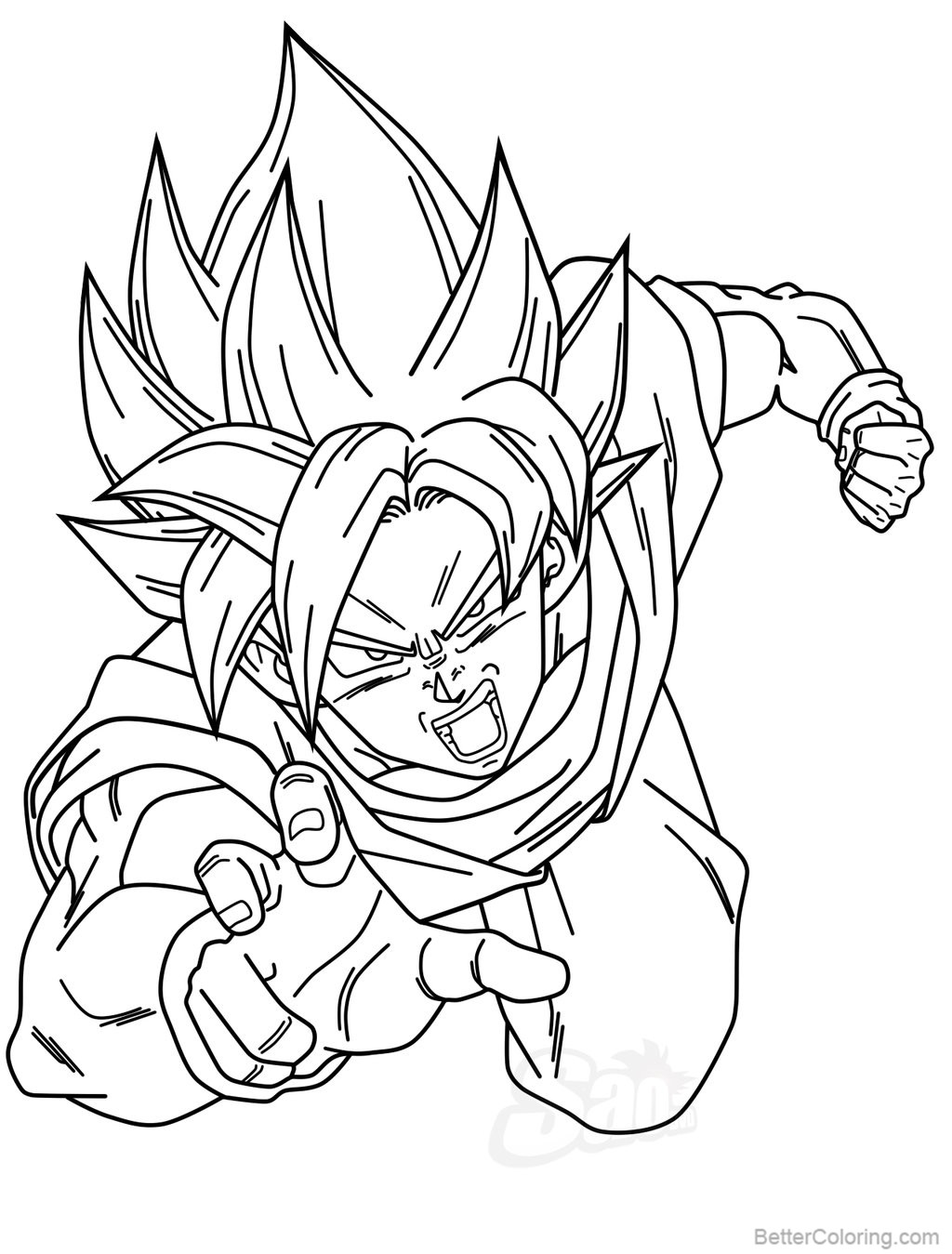 Goku Super Saiyan Coloring Pages Free Printable 155