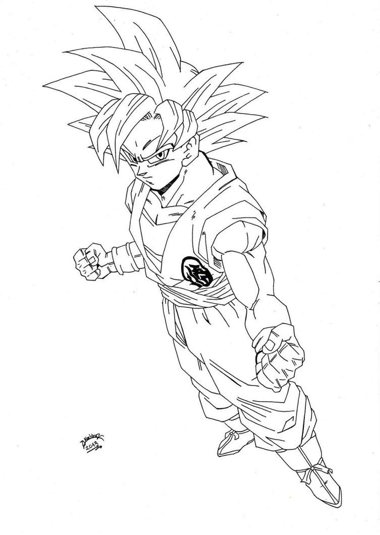 Goku Super Saiyan Coloring Pages Free Printable 157