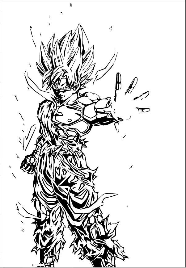 Goku Super Saiyan Coloring Pages Free Printable 9