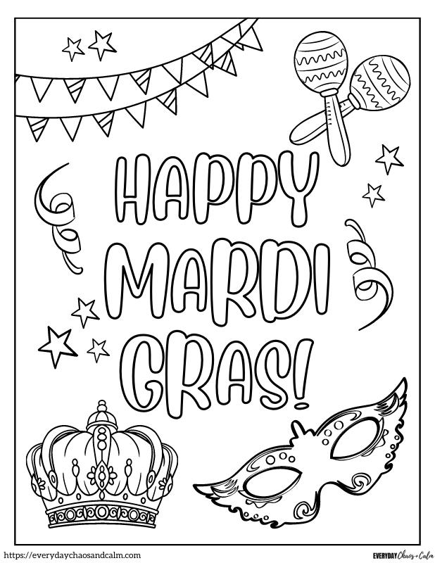 Mardi Gras Coloring Pages FREE Printable 2