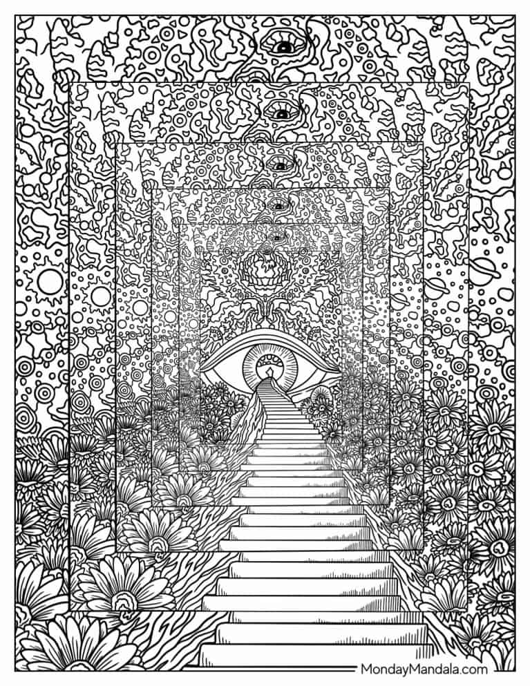 Trippy Coloring Pages for Adults Printables 50