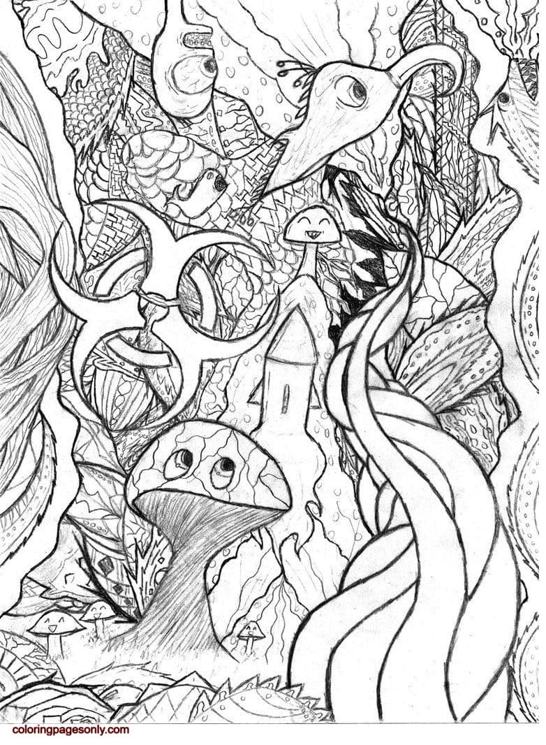 Trippy Coloring Pages for Adults Printables 63