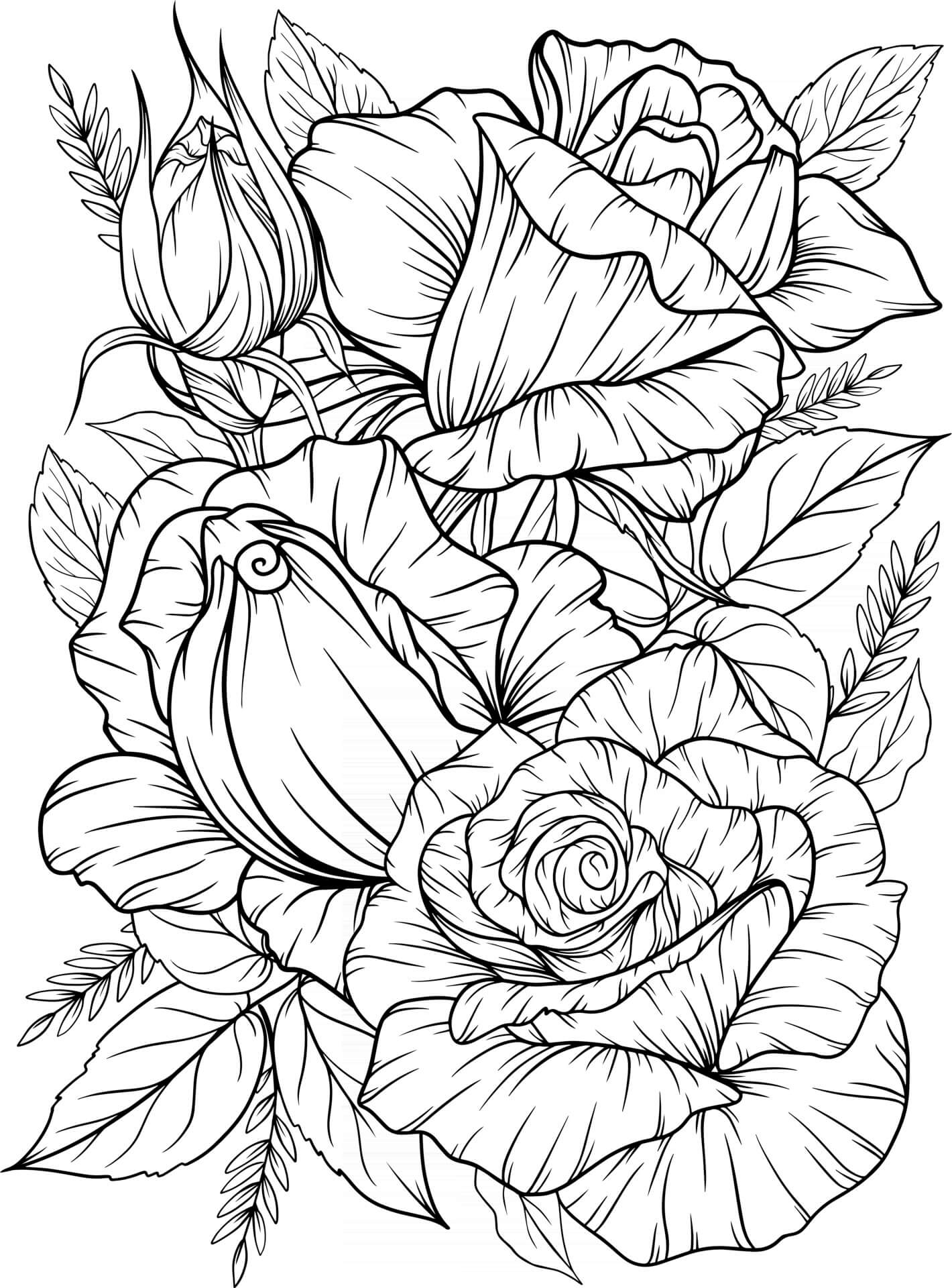 80+ Adult Rose Coloring Pages Printable 100