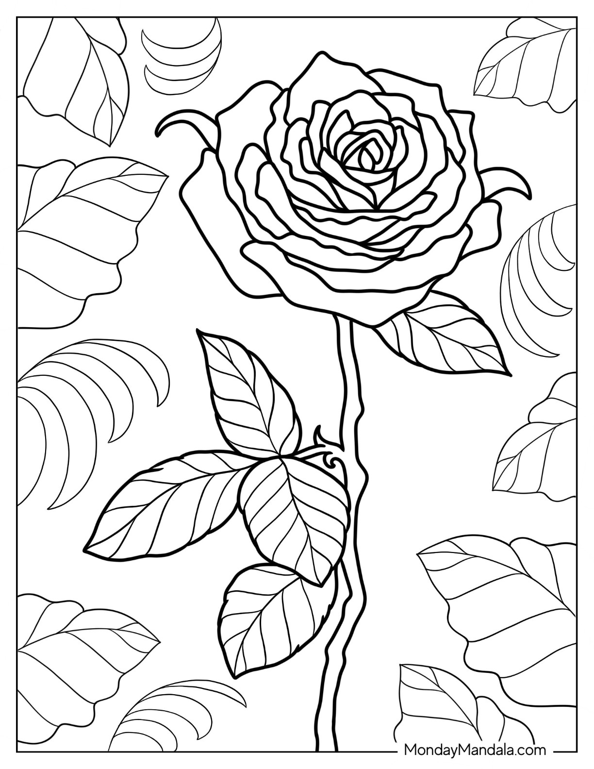 80+ Adult Rose Coloring Pages Printable 12