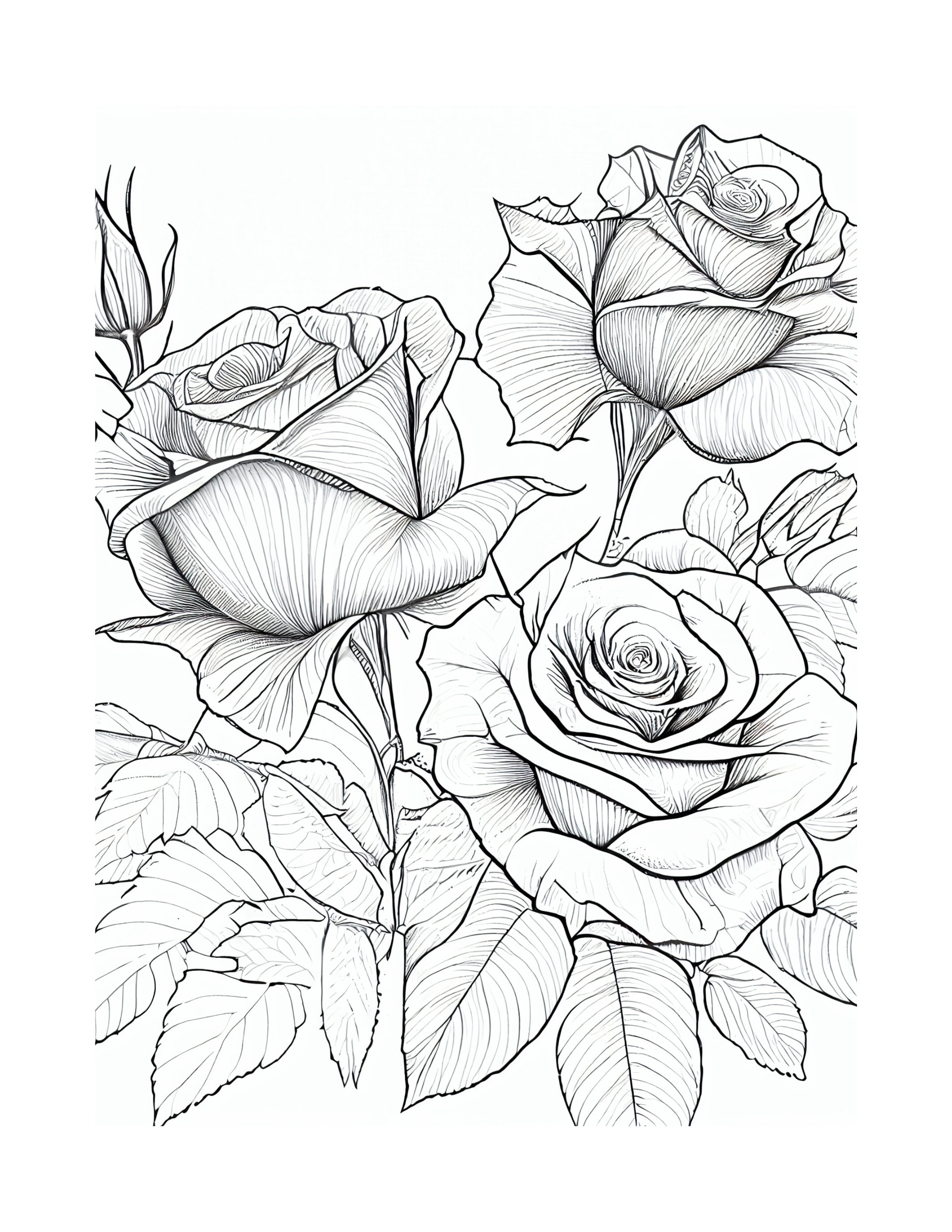 80+ Adult Rose Coloring Pages Printable 129