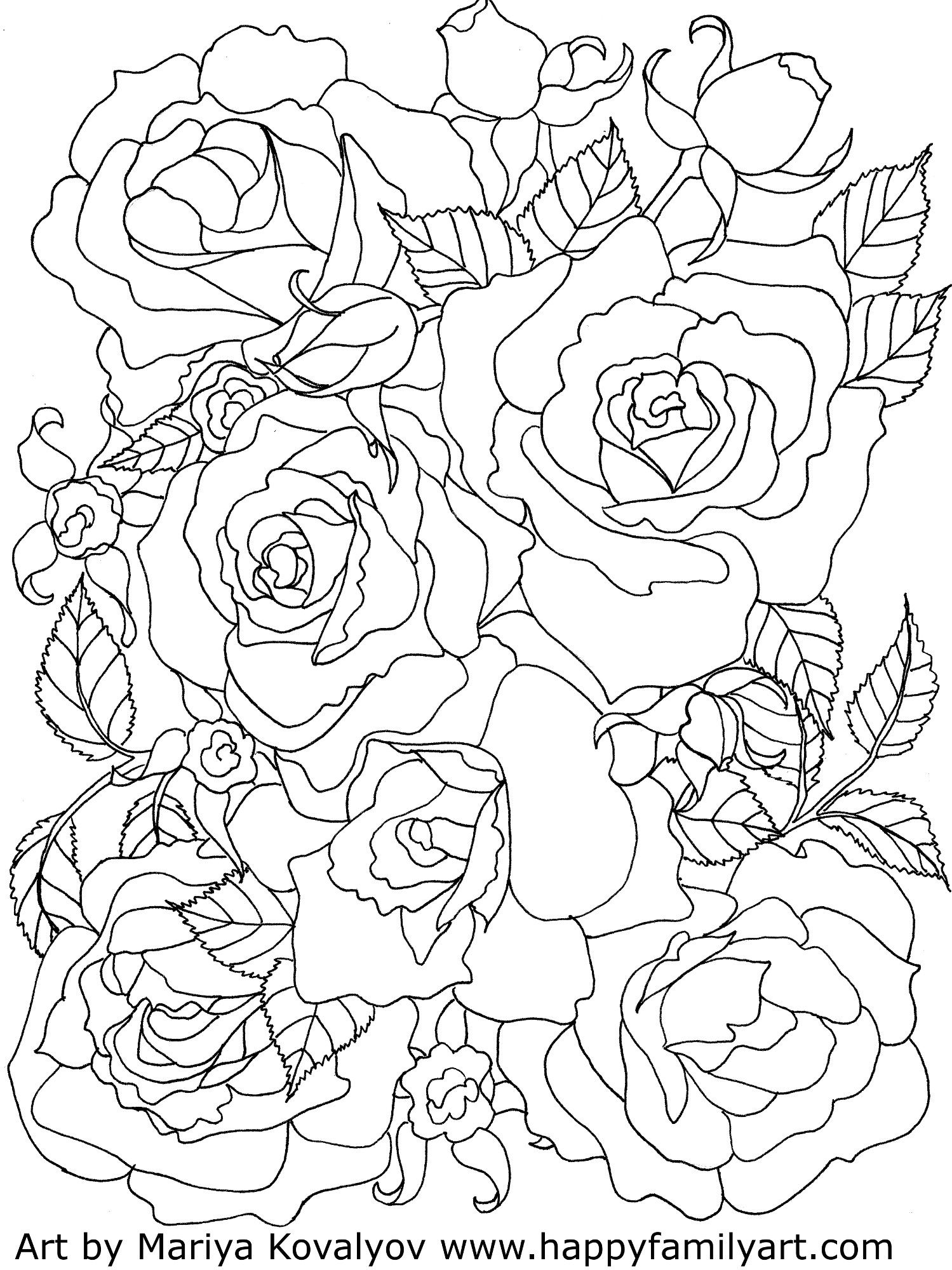 80+ Adult Rose Coloring Pages Printable 173