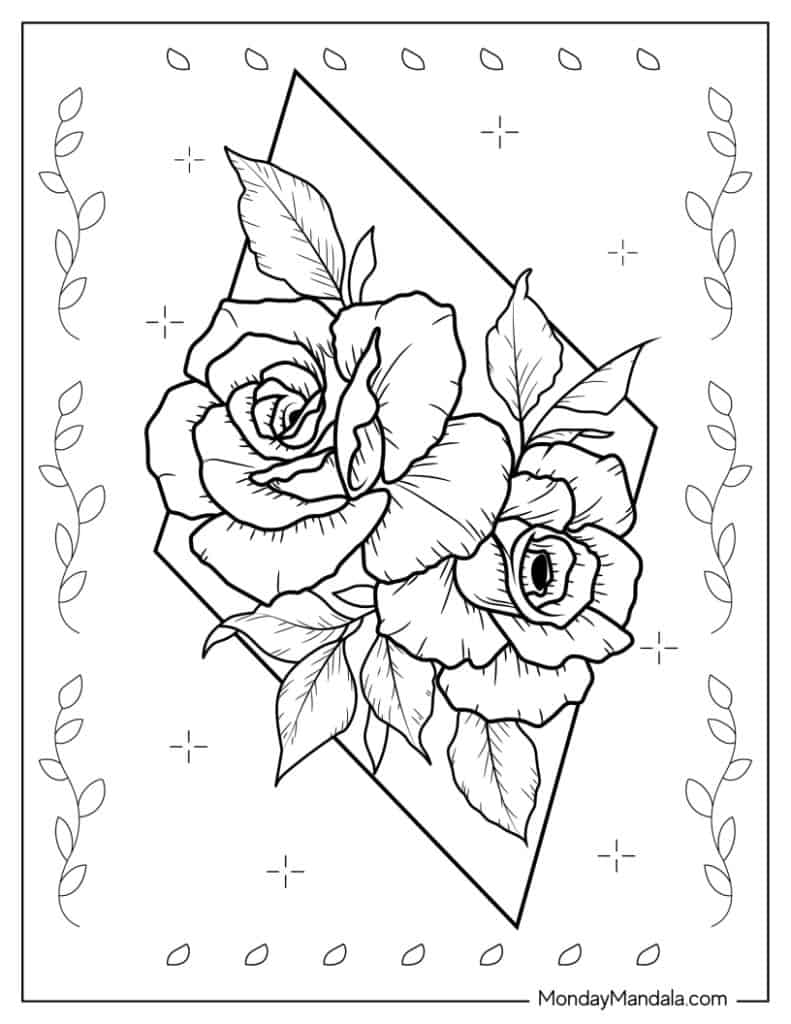 80+ Adult Rose Coloring Pages Printable 191