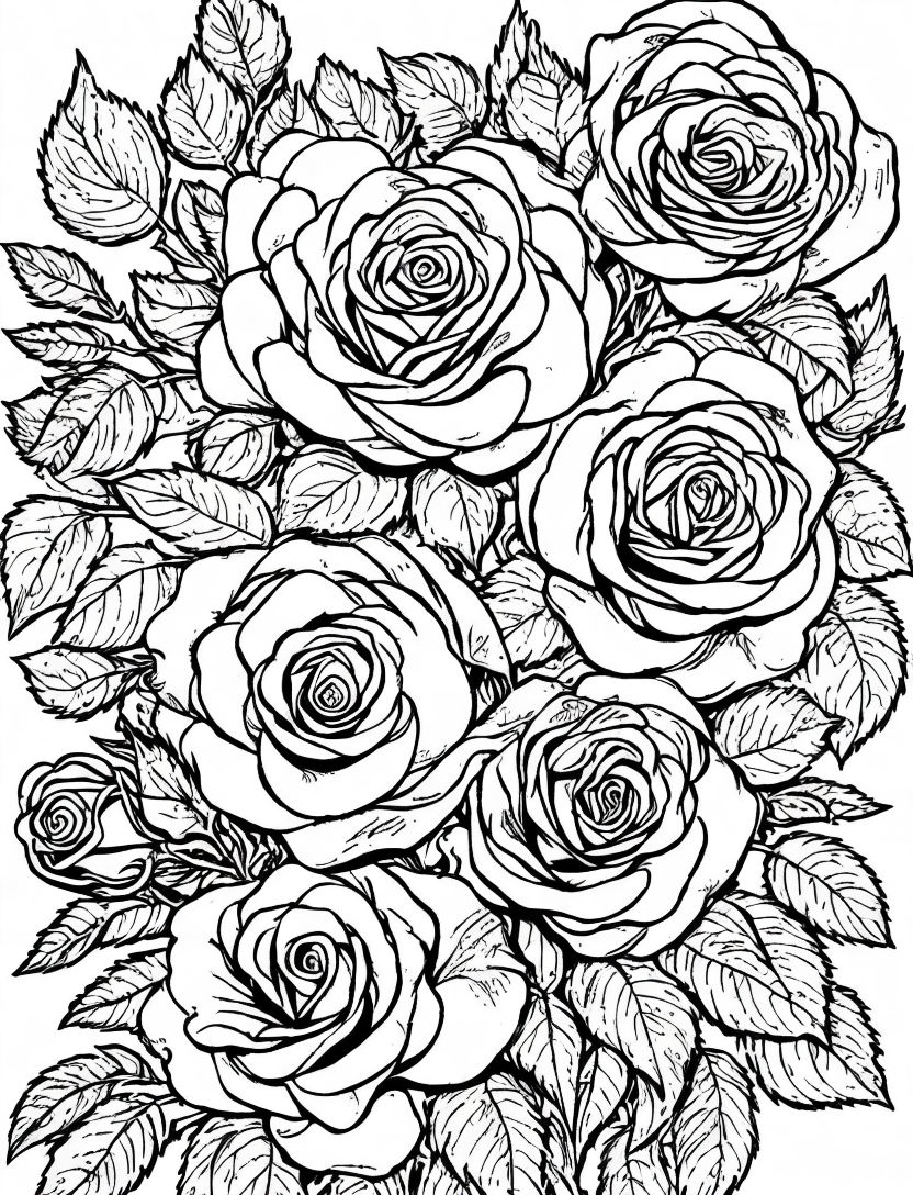 80+ Adult Rose Coloring Pages Printable 195