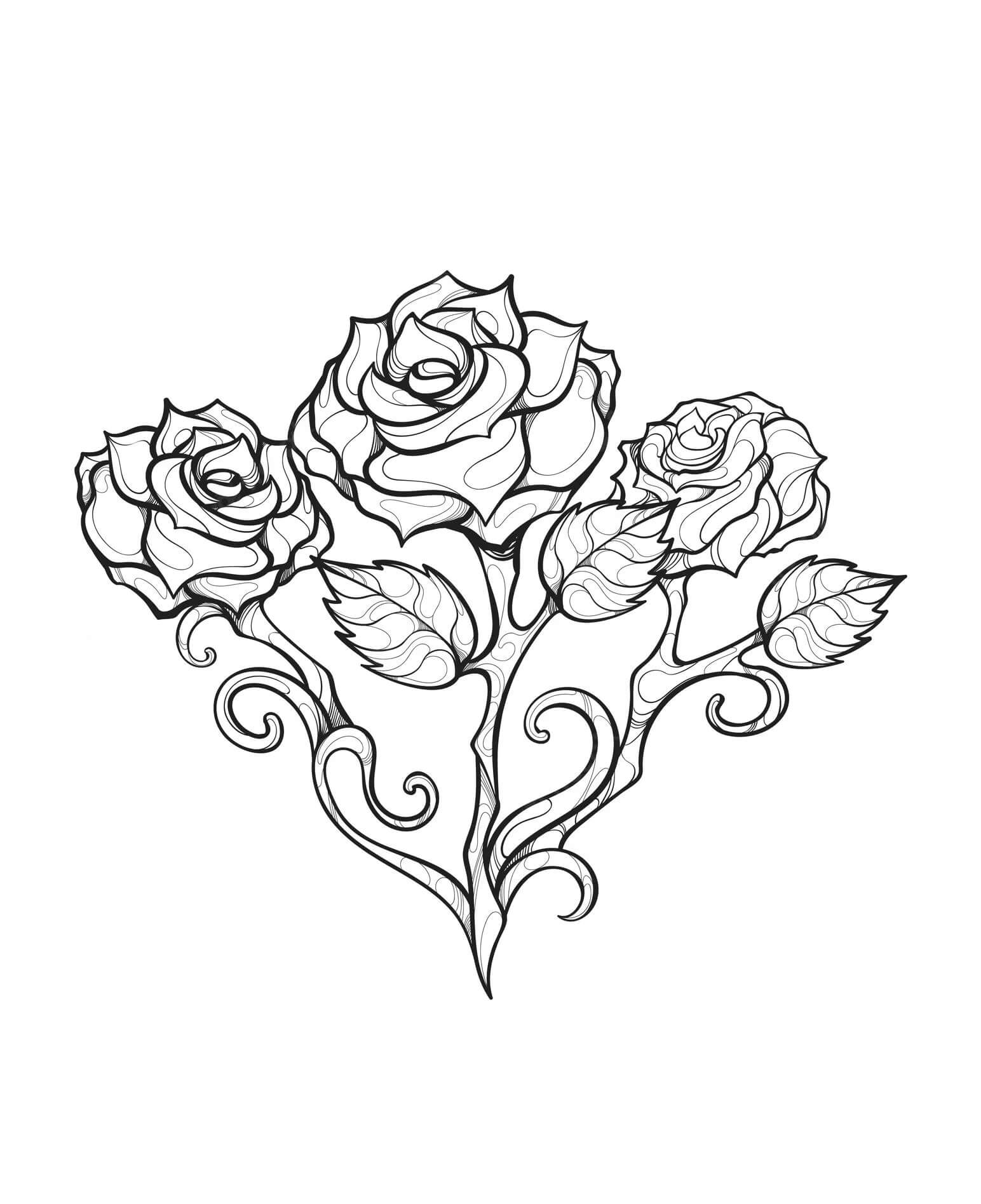 80+ Adult Rose Coloring Pages Printable 4