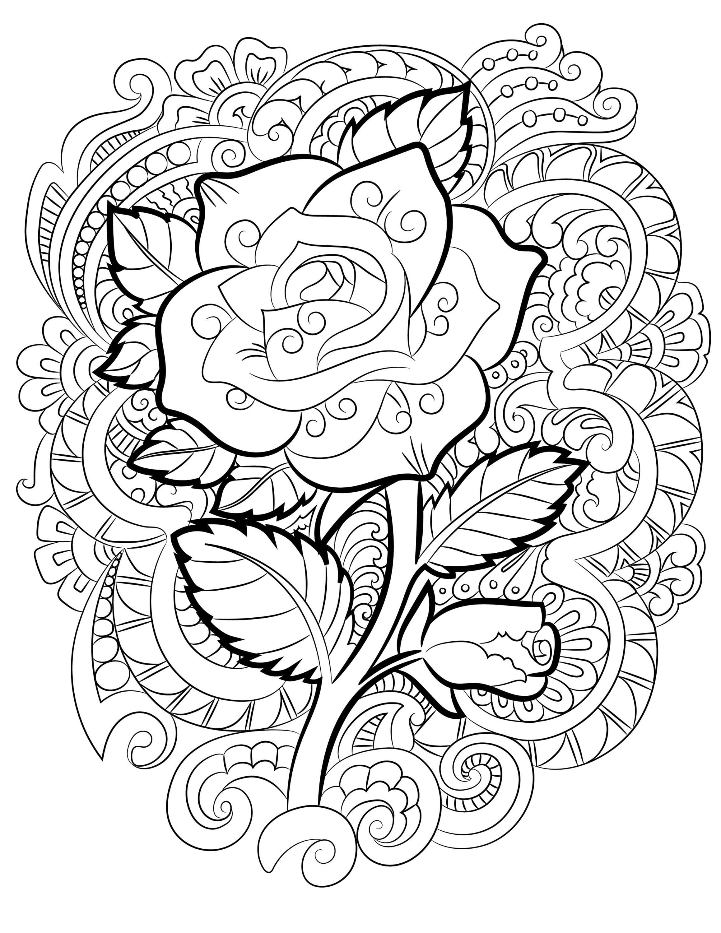 80+ Adult Rose Coloring Pages Printable 66