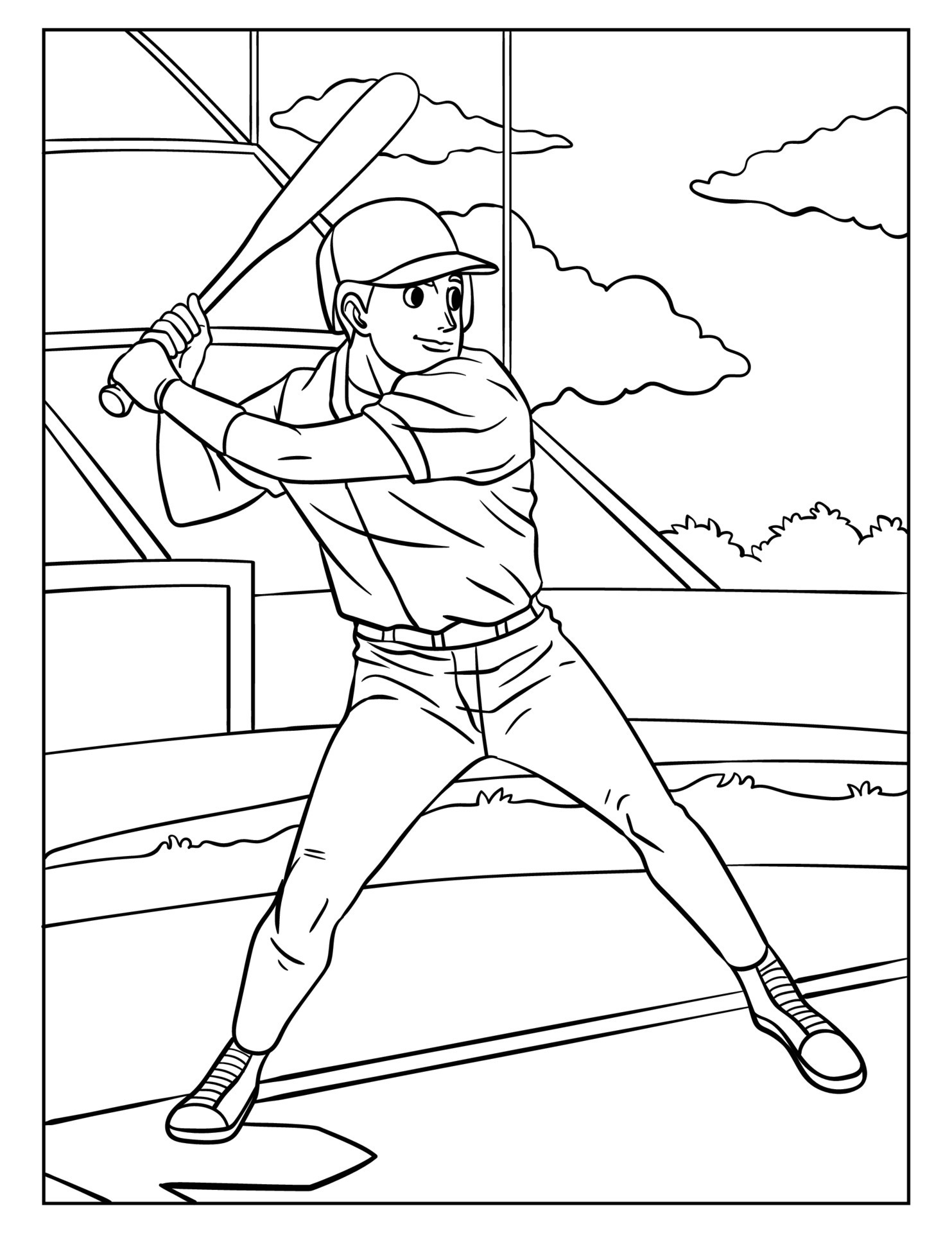 Baseball Coloring Pages Free Printable 1