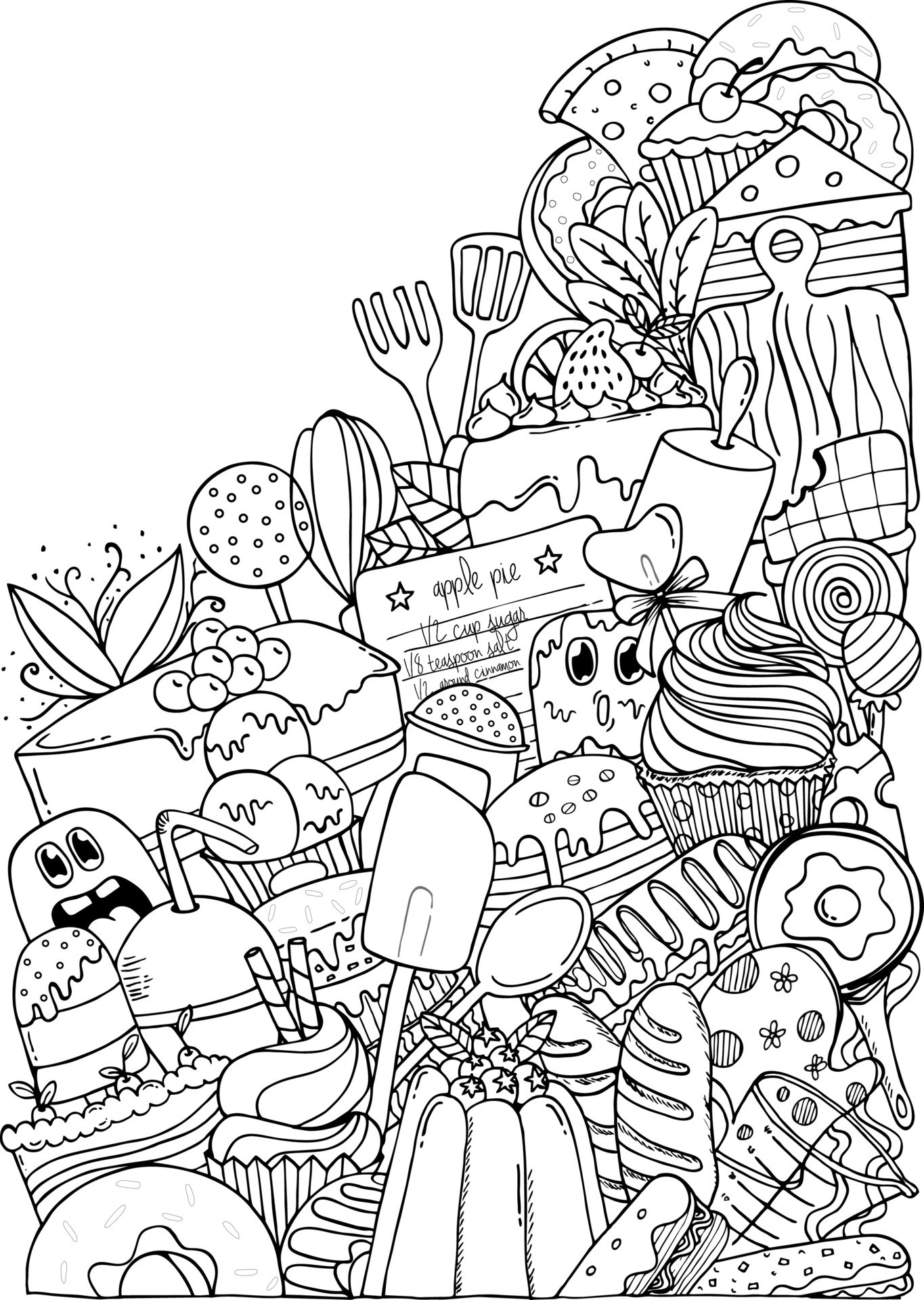 Dining Doodle Coloring Pages for Adults Unique 149