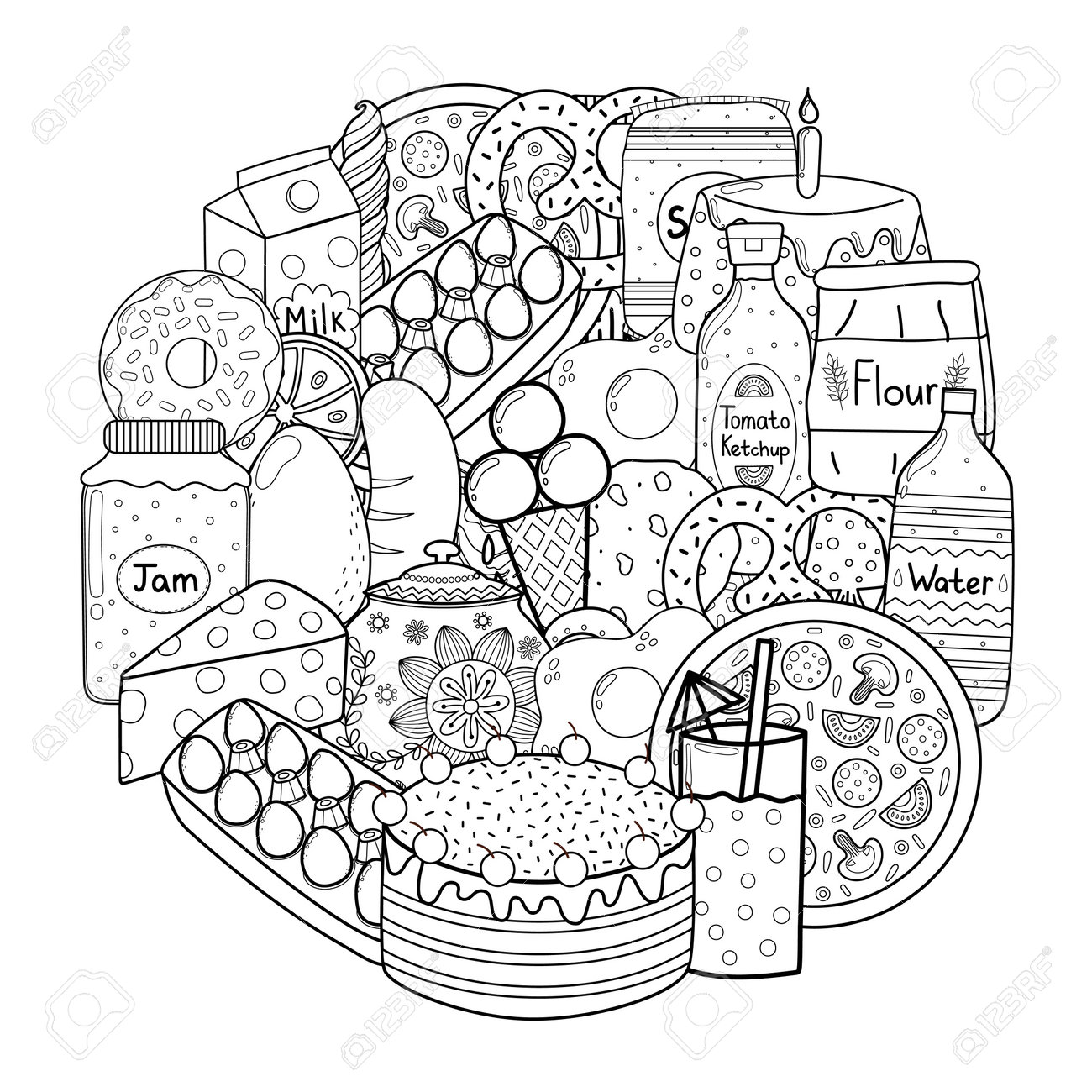 Dining Doodle Coloring Pages for Adults Unique 150