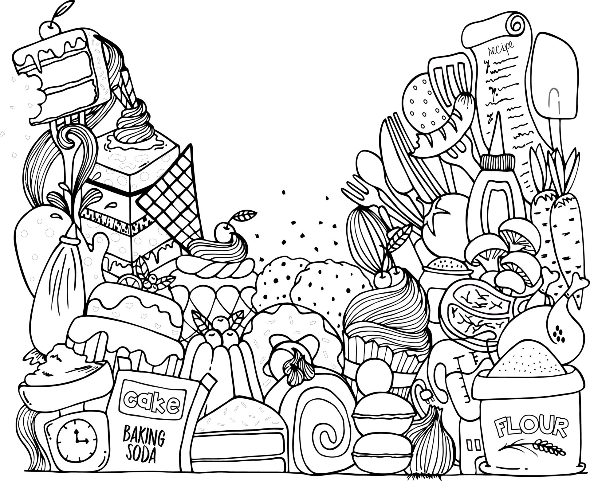 Dining Doodle Coloring Pages for Adults Unique 78