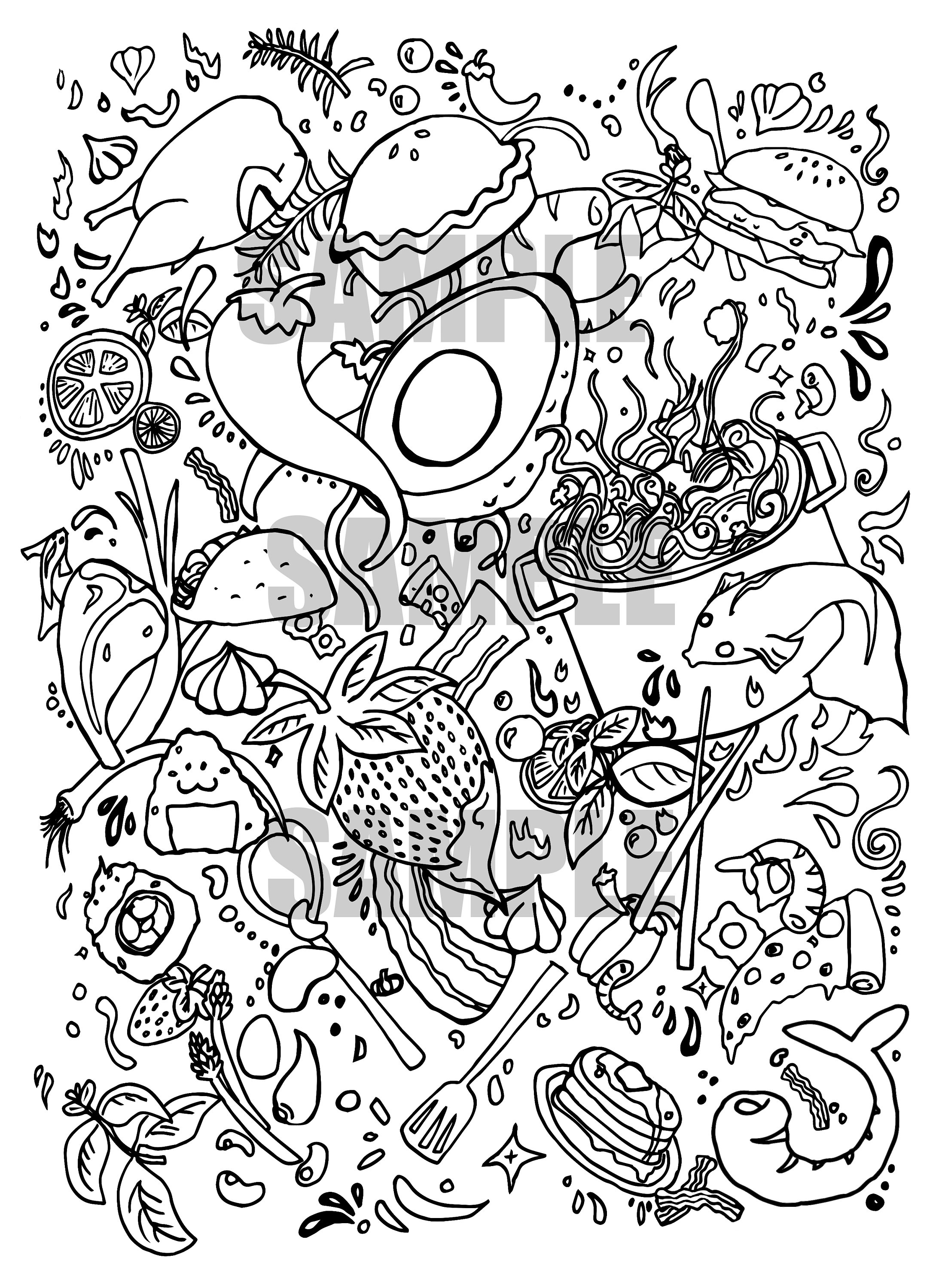 Dining Doodle Coloring Pages for Adults Unique 88