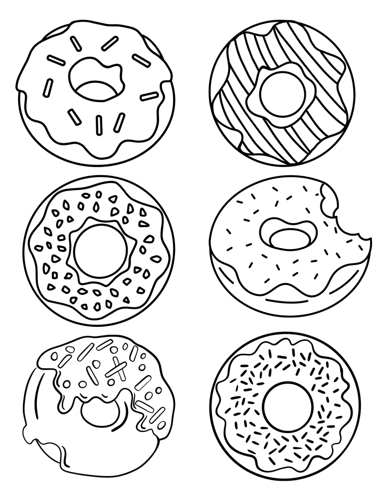 Donut Coloring Pages for Kids 1