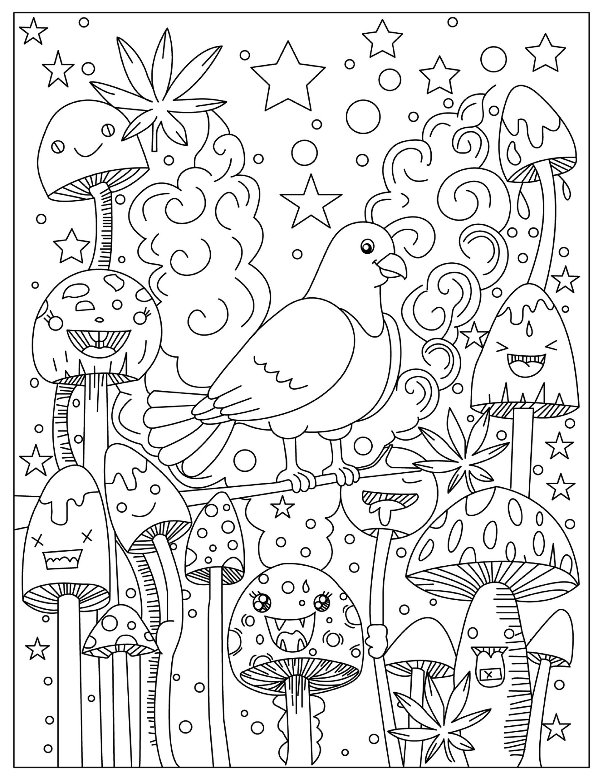 Get Trippy with 120+ Stoner Mushroom Coloring Pages 106