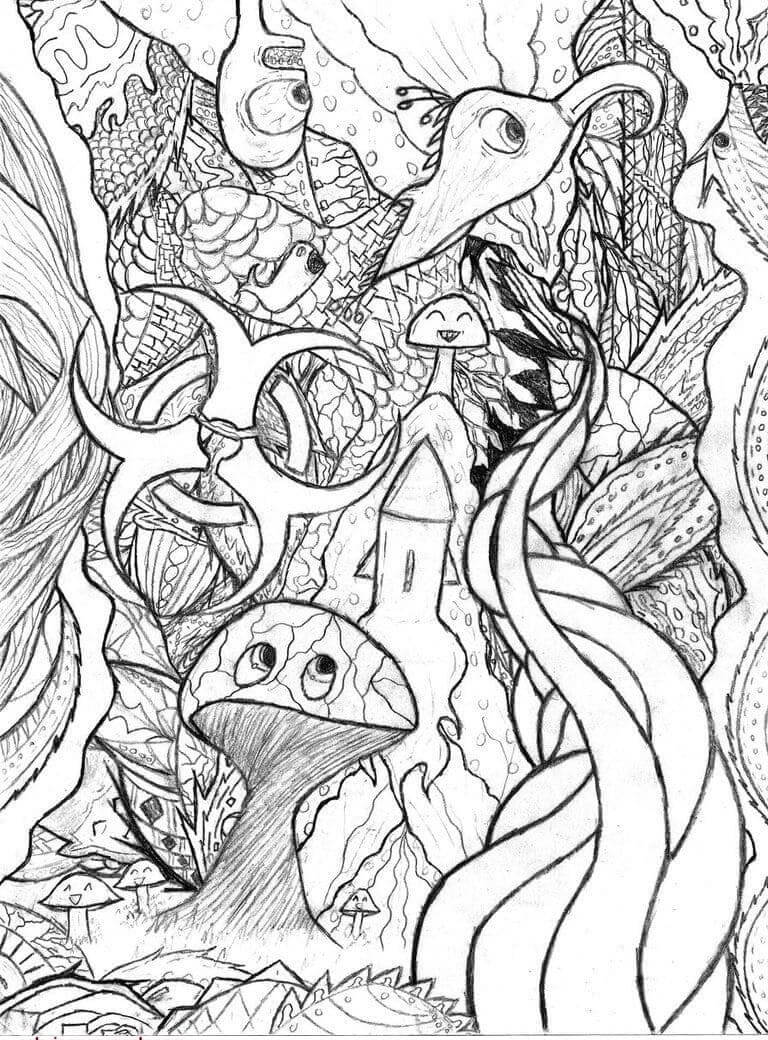 Get Trippy with 120+ Stoner Mushroom Coloring Pages 108